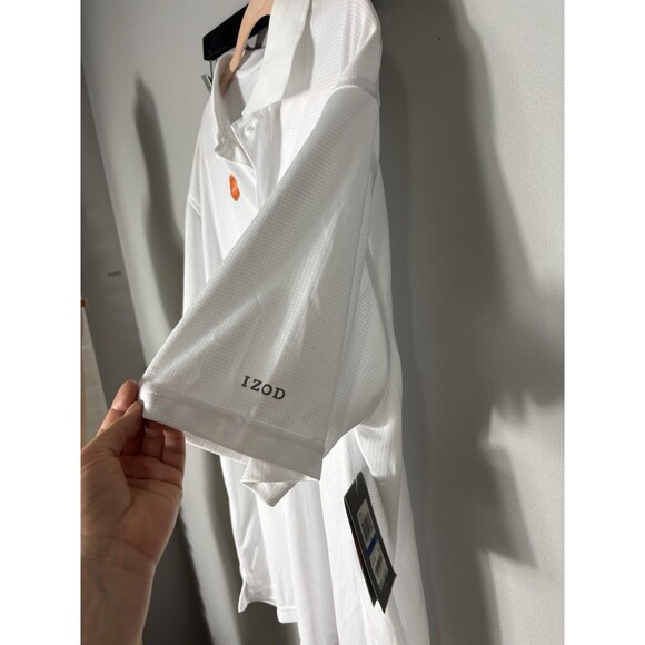 Izod Golf Collection Xtreme Function Checked Pattern Polo Shirt White Mens XL - Picture 12 of 15